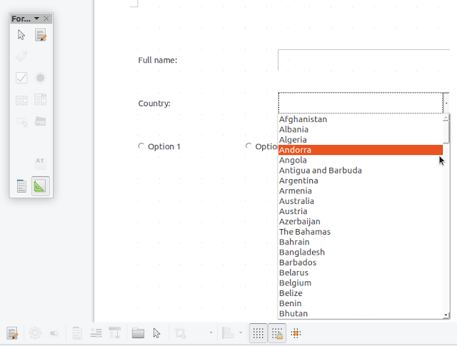 LibreOffice drop-down