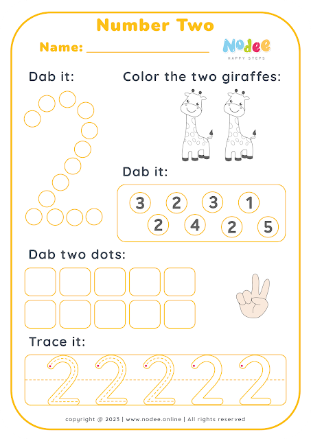 Math Dab the Dot - Activities Worksheets Number Two