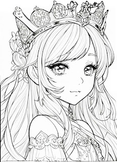 beautiful princess with crown coloring page