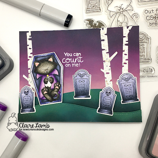 You can count on me by Claire features Land Borders, Count Newton, and Forest Scene Builder by Newton's Nook Designs; #inkypaws, #newtonsnook, #halloweencards, #catcards, #cardmaking