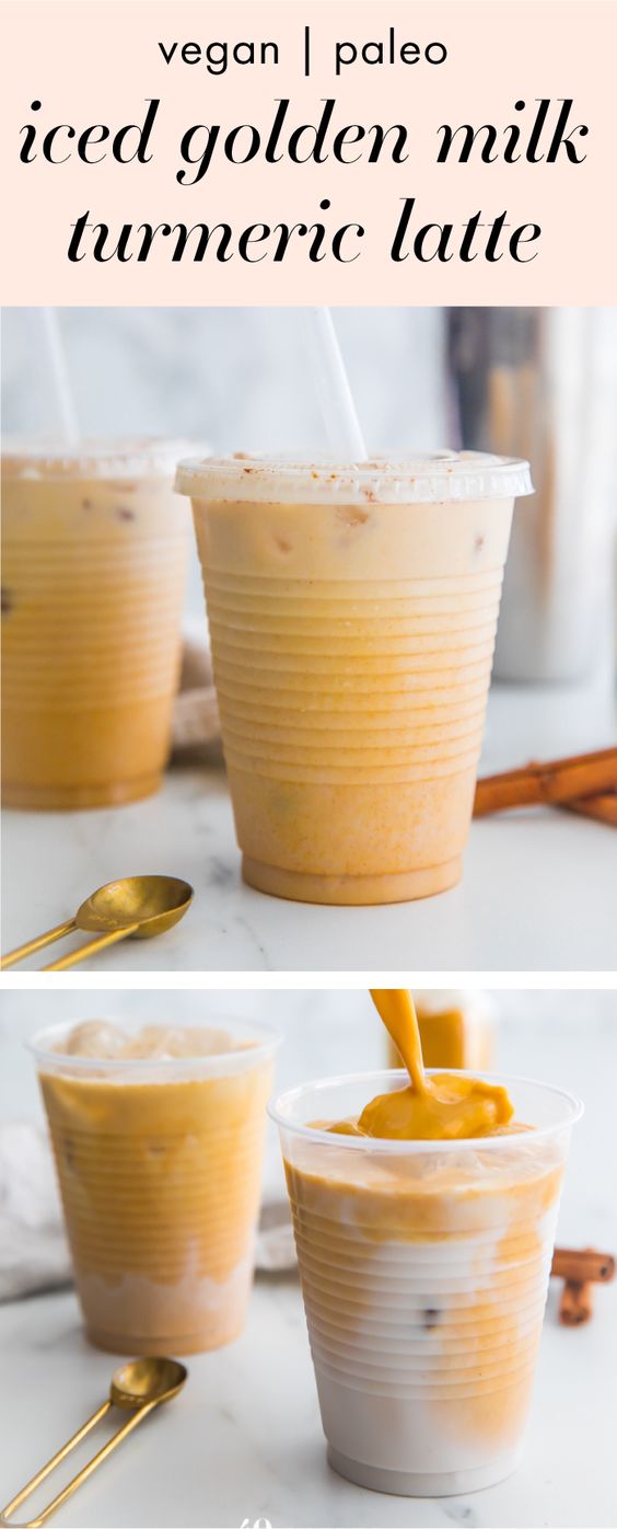 This iced golden milk turmeric latte is paleo and vegan, loaded with anti-inflammatory turmeric and other ancient, healing spices. It comes together so quickly and is naturally sweetened, super refreshing, and perfect for warmer weather. This iced golden milk turmeric latte is a modern take on an ancient healing drink, and you can feel fantastic about shaking up batches of this paleo and vegan drink! #ayurveda #turmeric #antiinflammatory #vegan #paleo #dairyfree