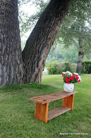 bench, reclaimed wood, live edge, DIY, http://bec4-beyondthepicketfence.blogspot.com/2015/08/live-edge-reclaimed-wood-bench.html