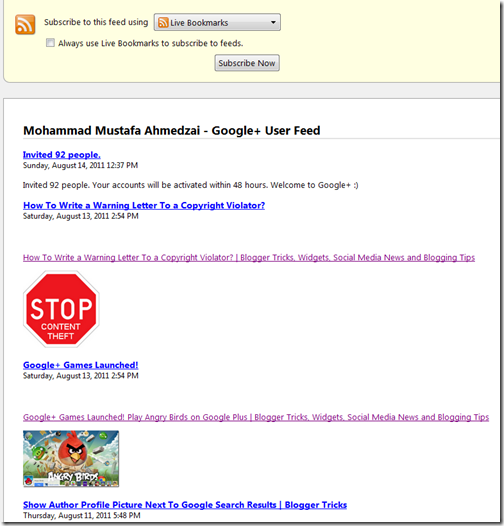 Google+ RSS Feeds