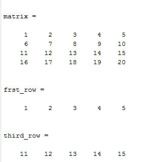How to extract a row from a matrix or array in MATLAB.