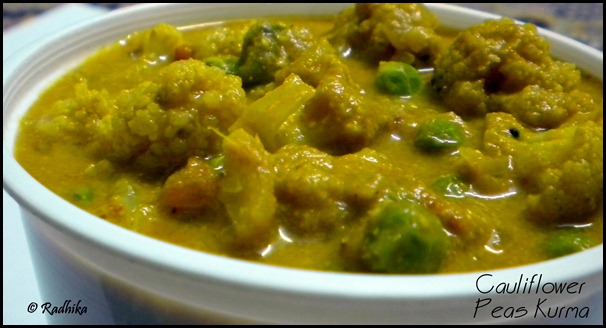 cauliflower peas kurma