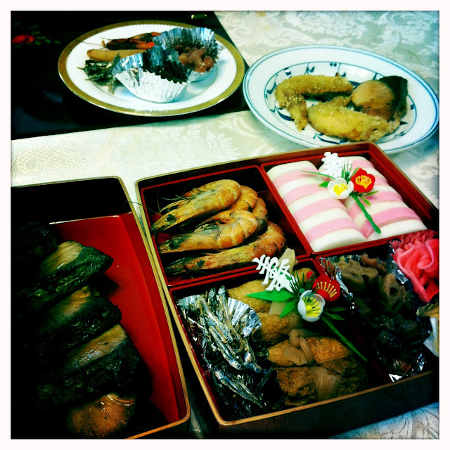 Osechi - Buri - Shrimps - Dried fish - pickels