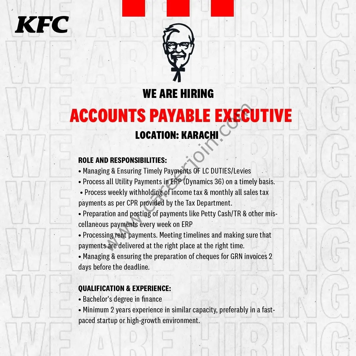 KFC Part time Jobs for Students Advertisement 2023