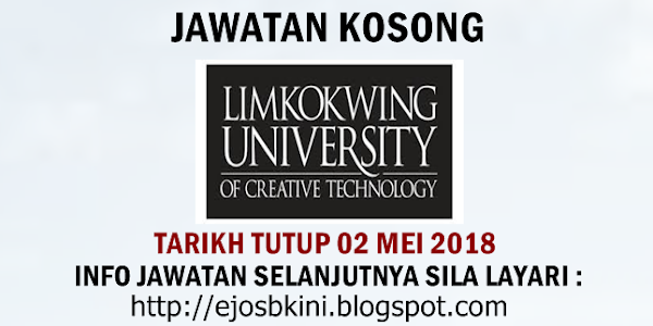 Jawatan Kosong Limkokwing University of Creative Technology - 02 Mei 2018