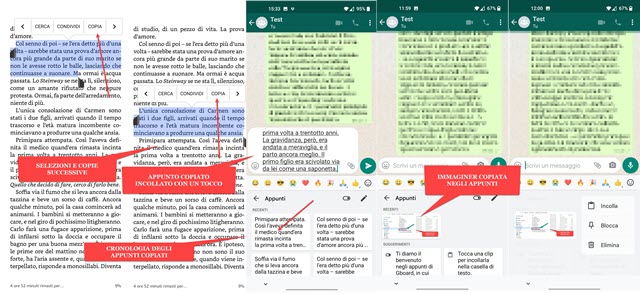 copia incolla di testo e immagini con cronologia