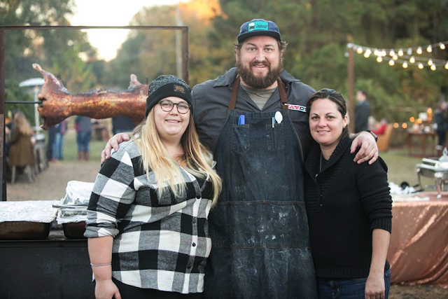 Blair, Jay and I cooking with fire at Mahaffey Farms