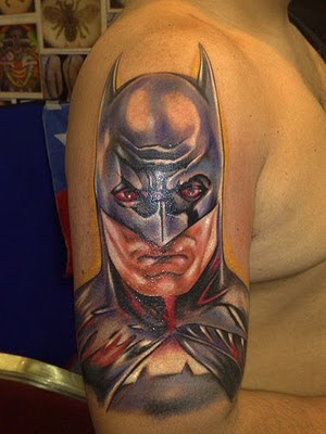 Head Batman Tattoo on Arm Man Head Batman Tattoo on Arm Man
