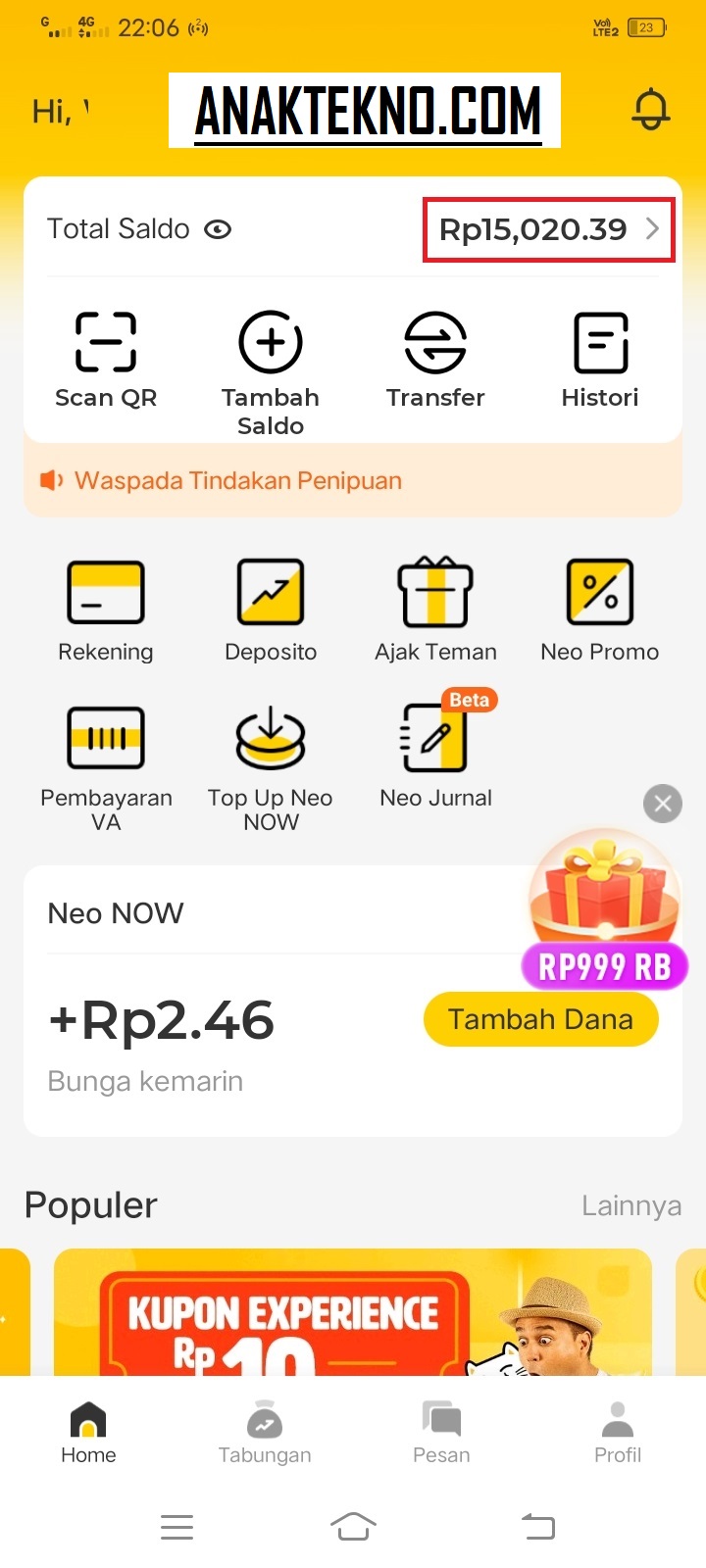 Aplikasi penghasil uang Neo Plus