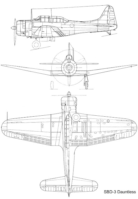 Чертеж палубного бомбардировщика Дуглас SBD «Донтлесс»
