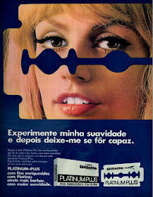 propaganda lâmina de barbear Platinum Plus -  Gillette - "deixe-me se for capaz" 1970