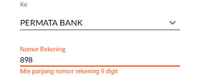 Nah saat mengisi nomor rekening kalian isikan angka "898" sebelum no.rek Permata Bank tadi. Jadi 898+no.rek Permata Bank