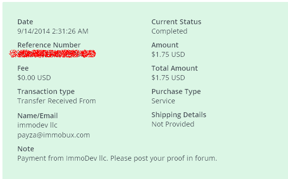 Immobux payment proof Sep 2014