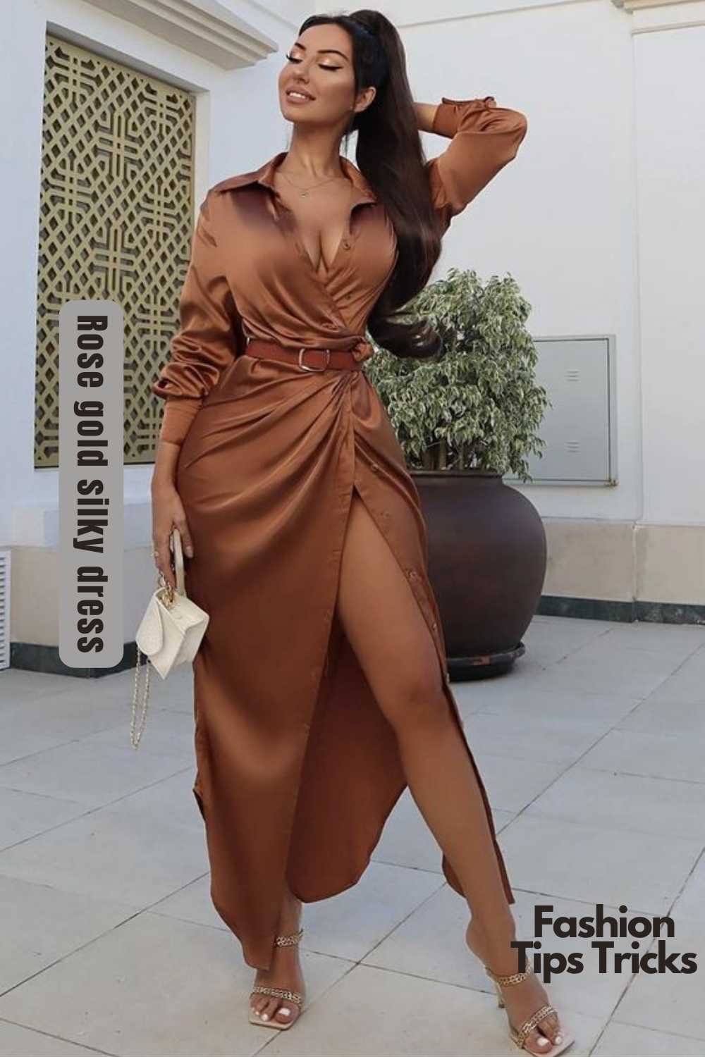 Rose gold silky dress