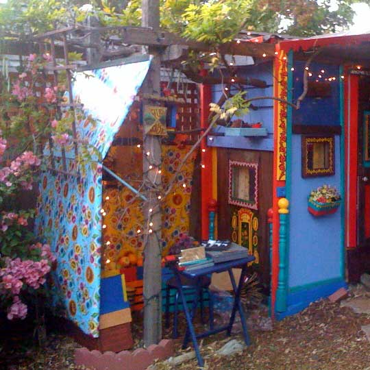  funky, weird, wild, neighbor-angering, hippied out, shed/tiny house