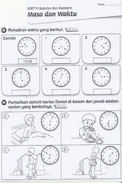 SUDUT MATEMATIK: Lembaran Kerja 8 ( Masa dan Waktu )