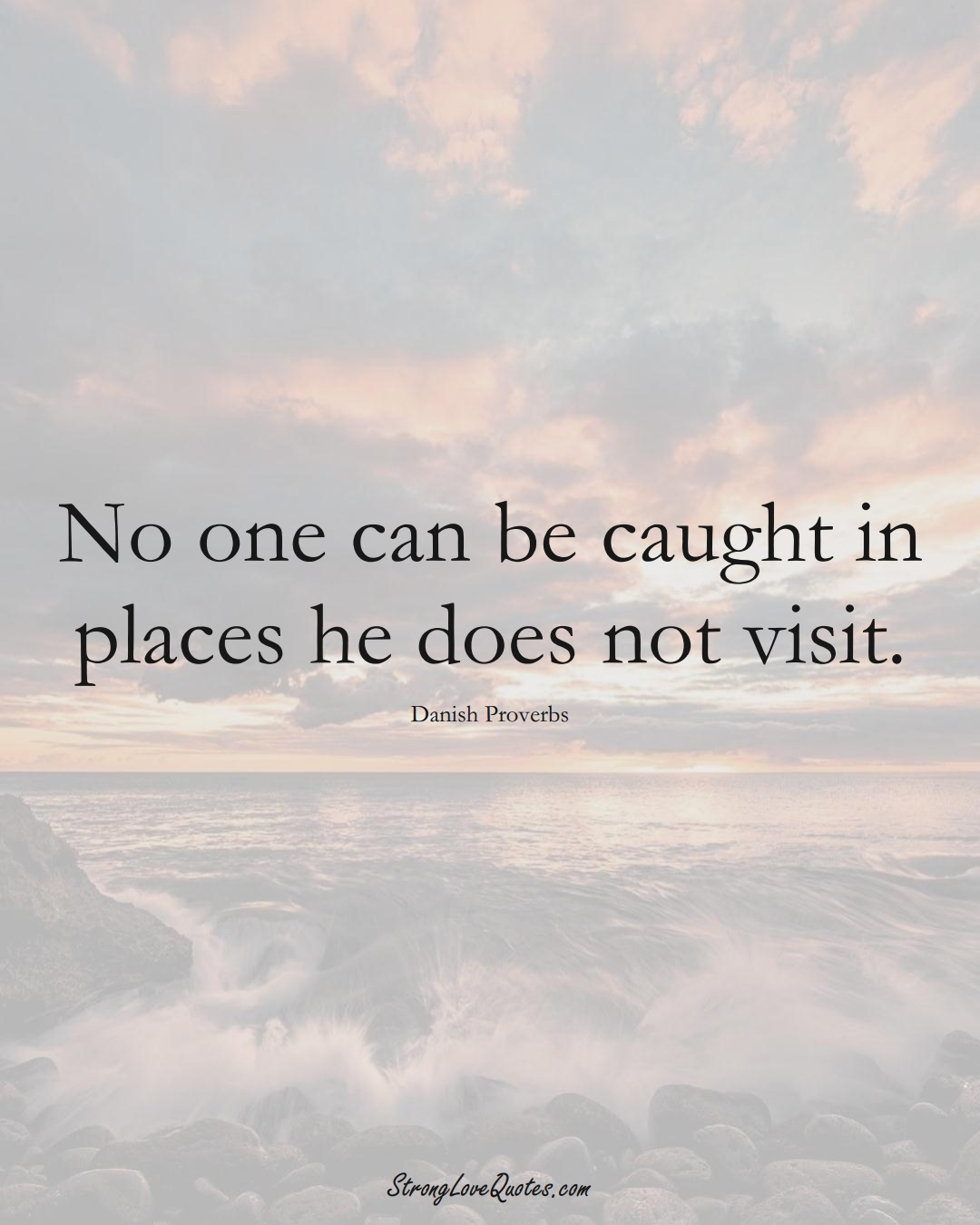 No one can be caught in places he does not visit. (Danish Sayings);  #EuropeanSayings