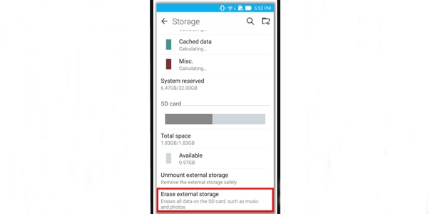 cara format sd card (kartu memori) di asus 2