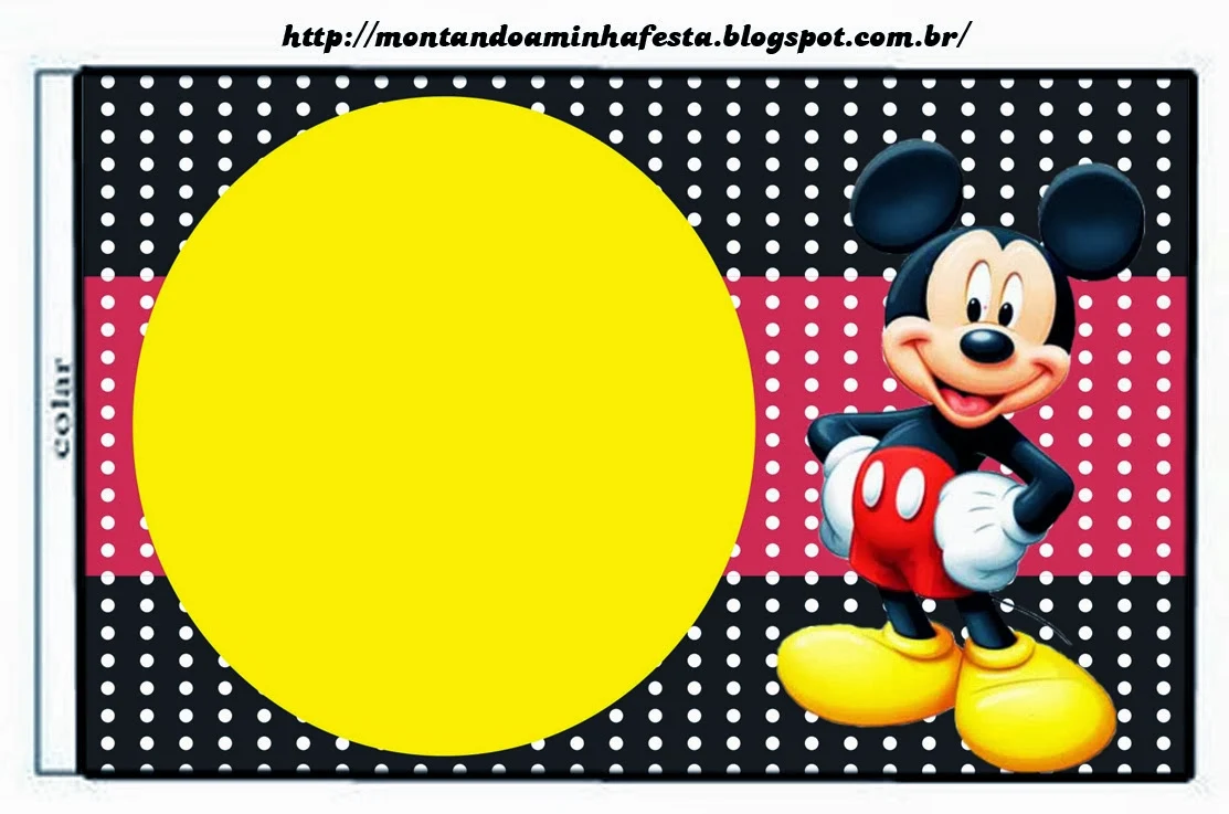 Mickey Red, Black and Yellow Free Printable Labels. 