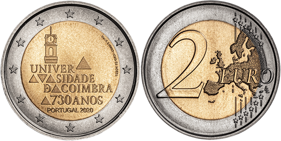 Portugal bimetallic 2 euro 2020 - 730 Years of the University of Coimbra
