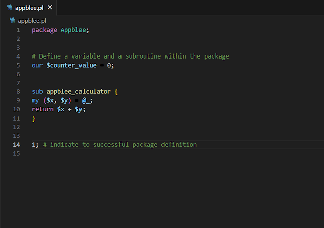 Example for package in Perl