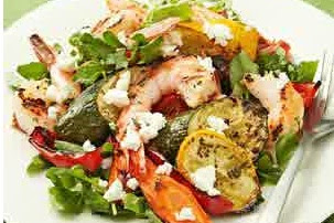 Roast vegetables and salat