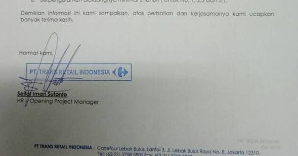 Lowongan Kerja di Padang - PT.Trans Retail Indonesia 