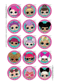 Bellos Toppers para Cupcakes para Fiesta de LOL Surprise para Descargar Gratis.