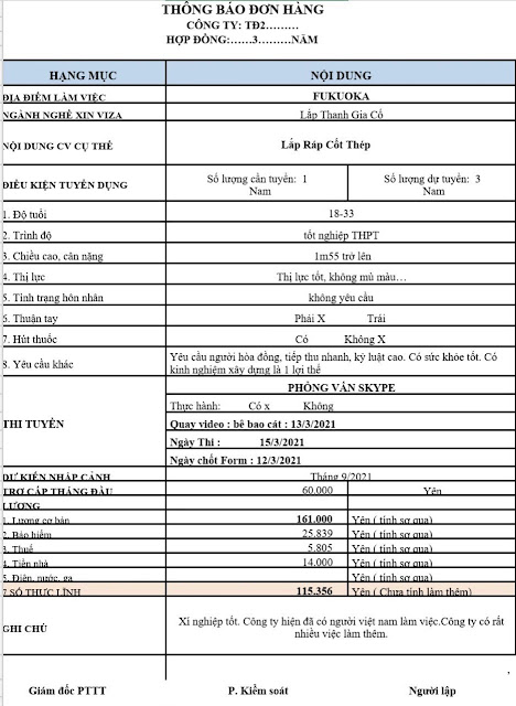 Đơn hàng lắp ráp cốt thép Fukuoka thi tuyển 15-03-2021 0974788663