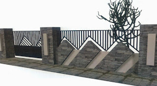 Contoh Model Pagar Rumah Minimalis Modern  Batu Alam