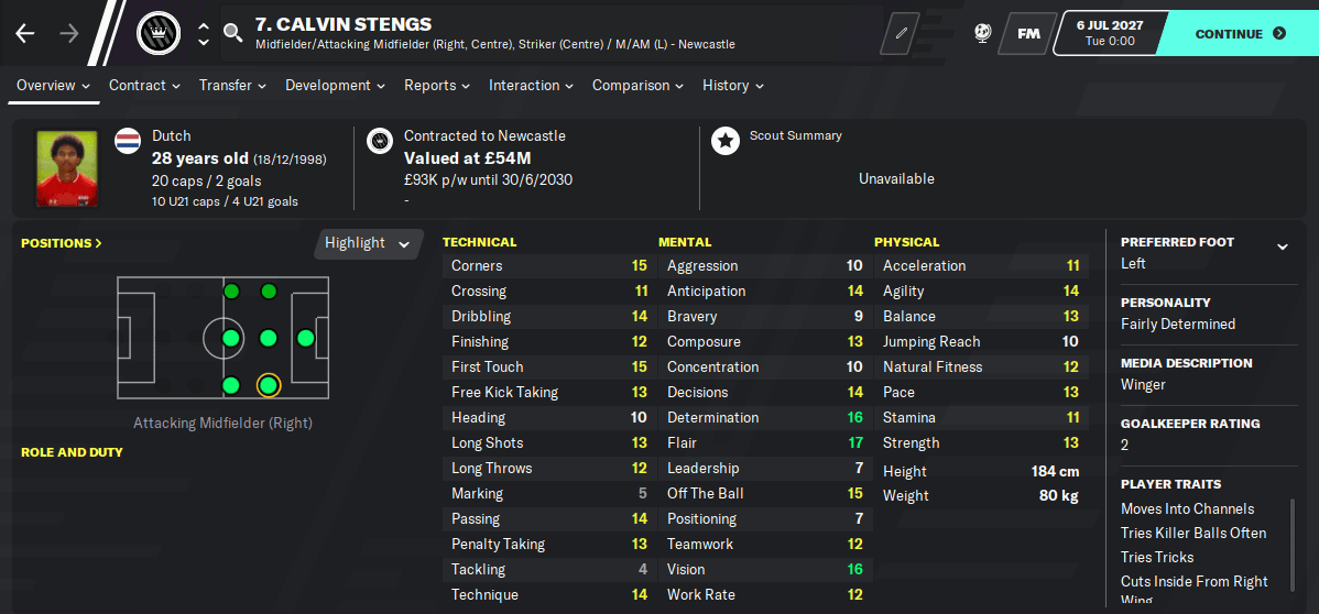 FM20 Wonderkid - Calvin Stengs