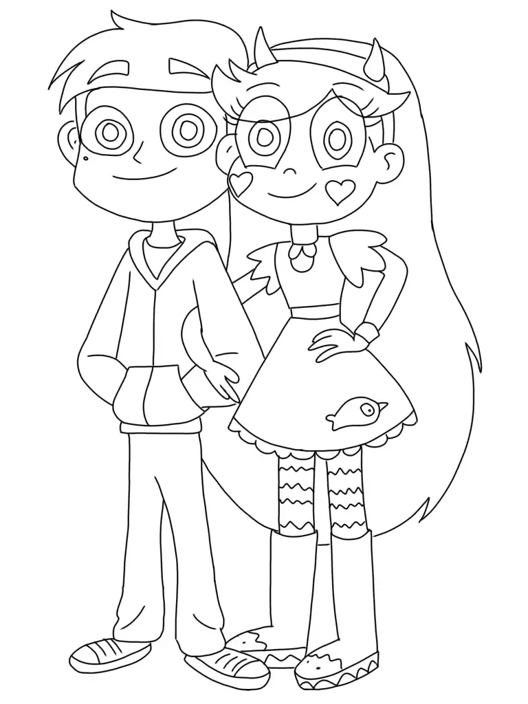 Star Butterfly and Marco coloring sheets