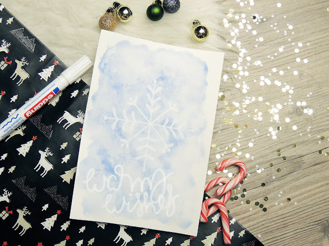 DIY Christmas Card Winter themed hand lettering blogmas glitter is black