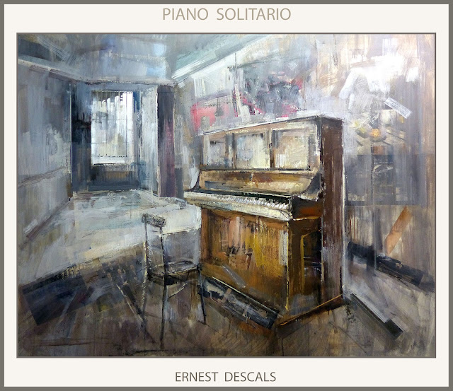 PIANO-PINTURAS-ARTISTA-PINTOR-ERNEST DESCALS-PINTURA-CUADROS-INTERIORES-GRAN FORMATO