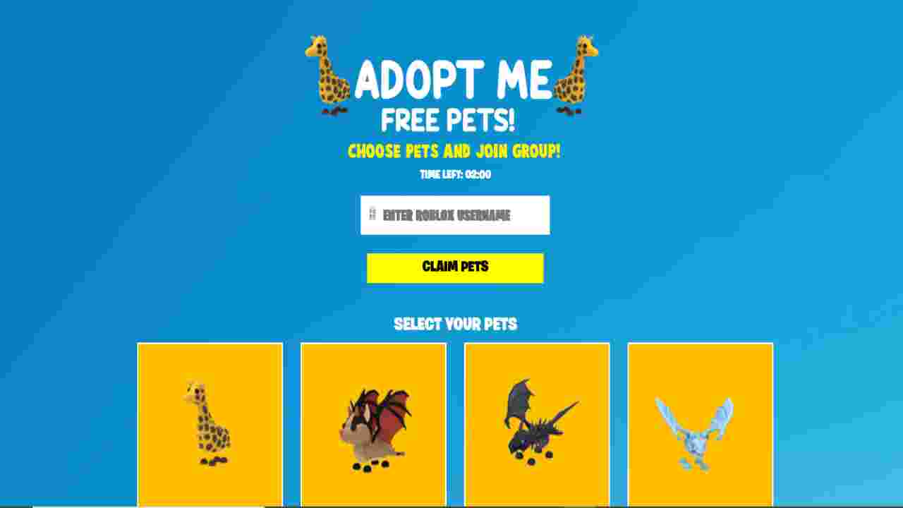 Claimpets.com Free Pets On Roblox Game