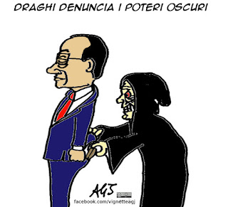 mario draghi, poteri forti, BCE, economia, vignetta satira