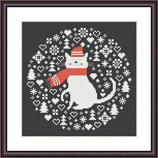 Christmas cat cross stitch pattern - Tango Stitch