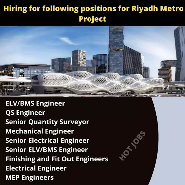 Hiring for following positions for Riyadh Metro Project