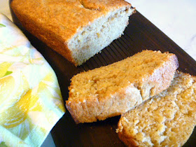 Hot from the oven, Brown Sugar-Sour Cream Banana Bread - HEAVENLY!  Slice of Southern