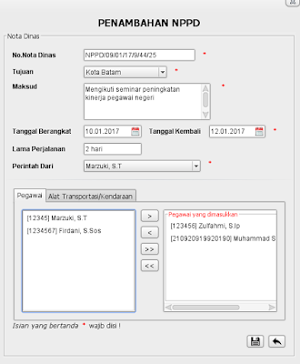 Form penginputan data NPPD