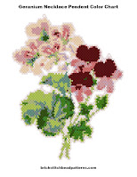 Free Geranium Necklace Pendent Flower Brick Stitch or Peyote Stitch Seed Bead Pattern