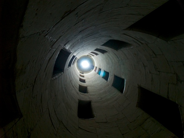 The light source in the cemtral staicase.