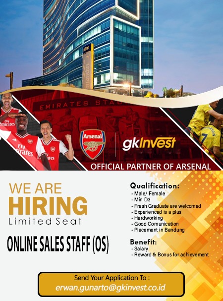 Lowongan Kerja Online Sales Staff (OS) GK Invest Bandung Mei 2021