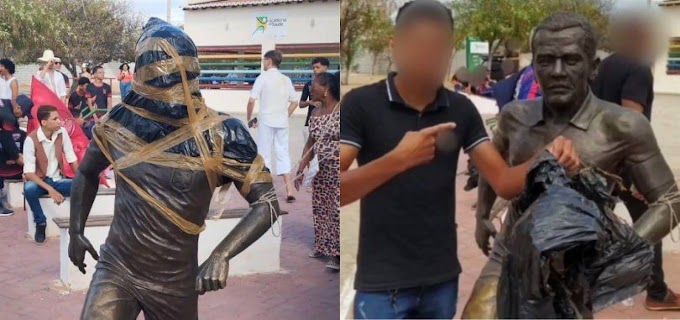 Estátua do jogador Daniel Alves é vandalizada em Juazeiro
