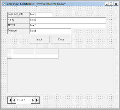  Kali ini akan dibahas mengenai Cara Input Kedalam Database dengan VB  Cara Praktis Input Ke Database Dengan VB 6.0