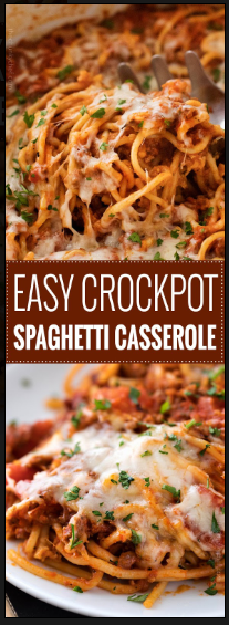 EASY CROCKPOT SPAGHETTI CASSEROLE