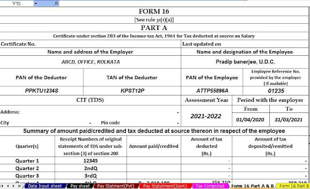 Income Tax Form 16 Part A&B